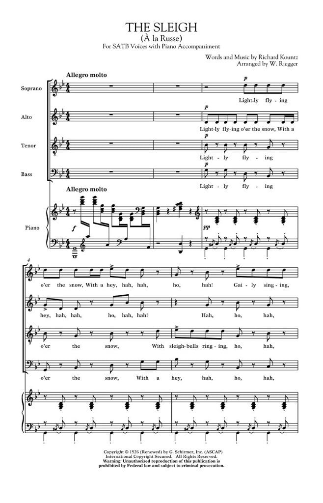 The Sleigh (A La Russe) - SATB